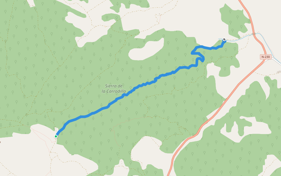 Avellano walking route map in Benabarre