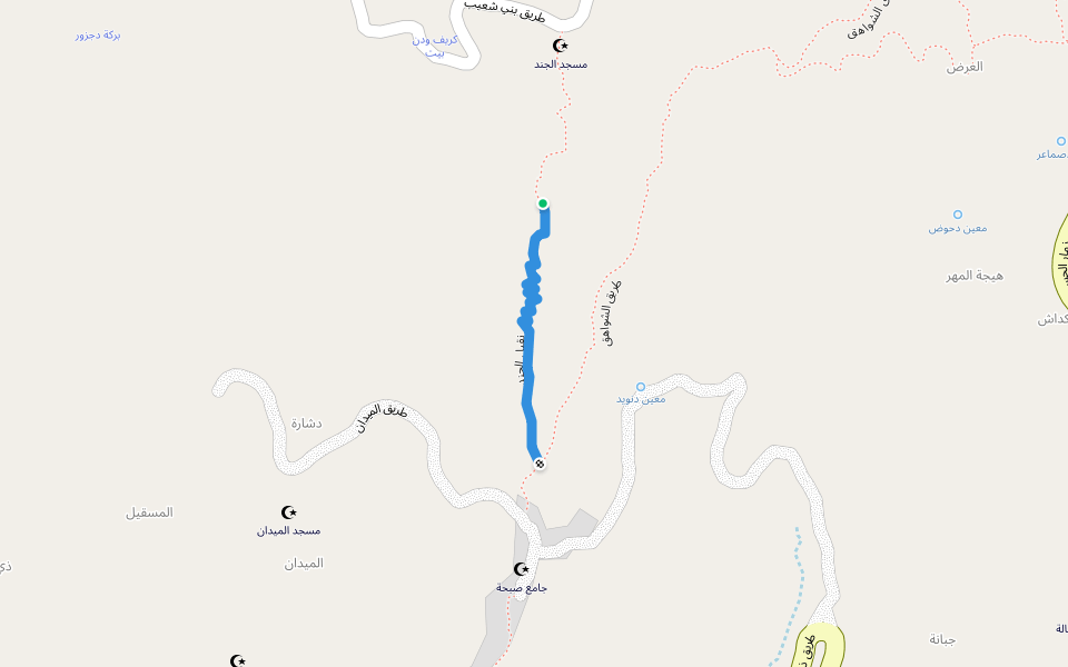 نقيل الجند walking route map in Parifa