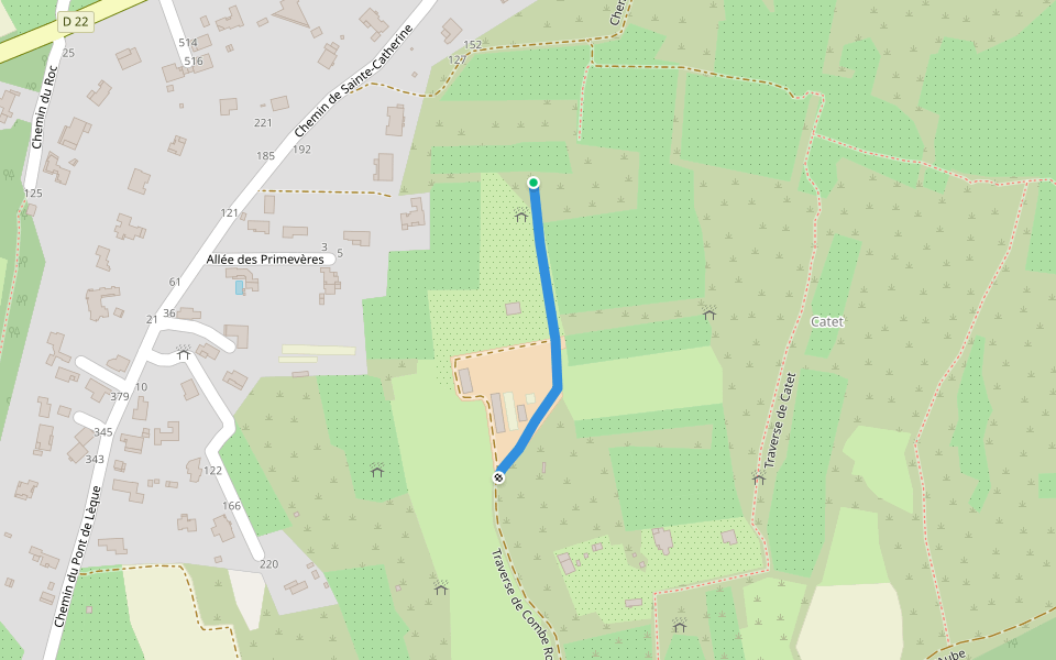 Traverse de Combe Romane walking route map in Villevieille