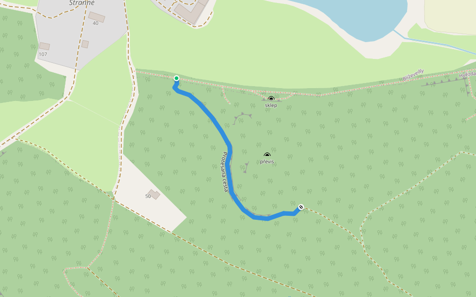 Protesaná cesta walking route map in Blíževedly