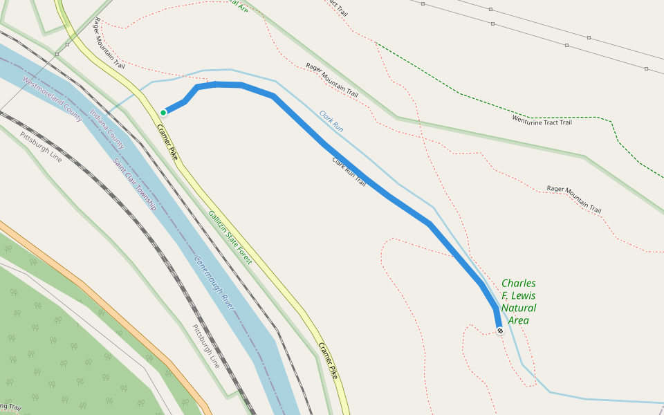 Clark Run Trail walking route map in South