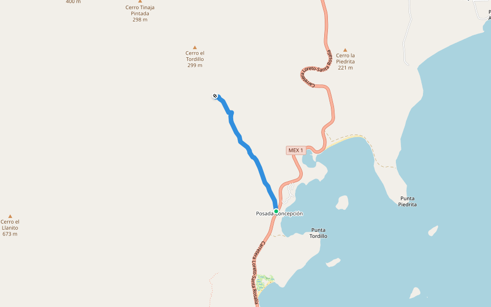 Good Heart Trail walking route map in Playa Santispac