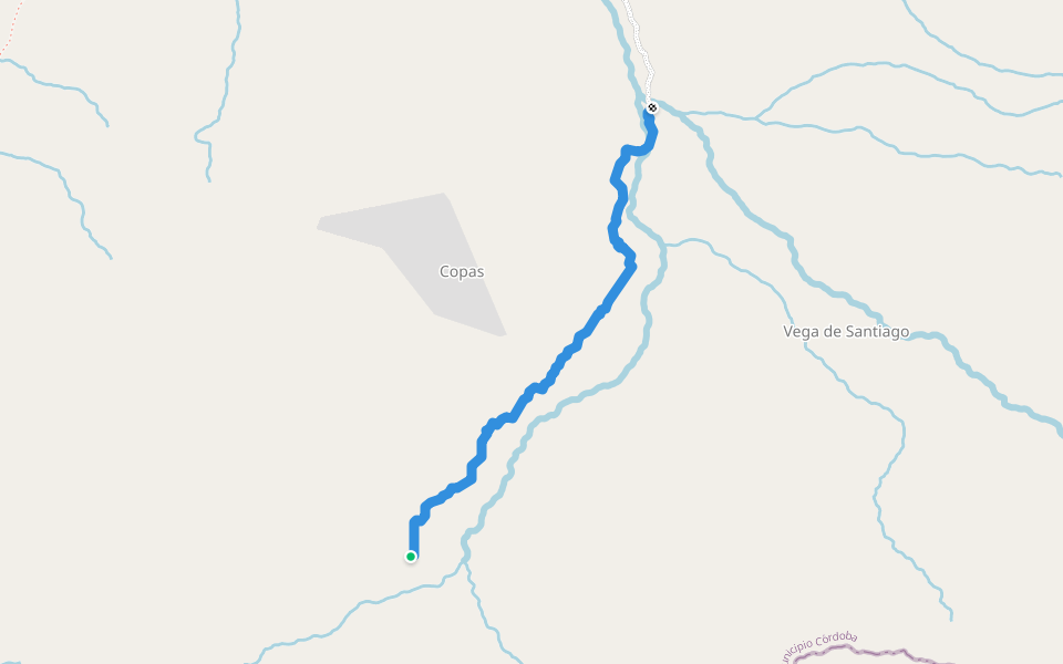 ruta san vicente de la revancha al chorreron del tama walking route map in Ureña