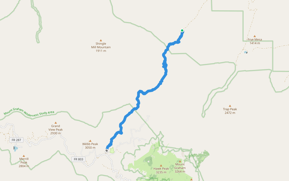 Ash Creek Trail #307 walking route map in Pima