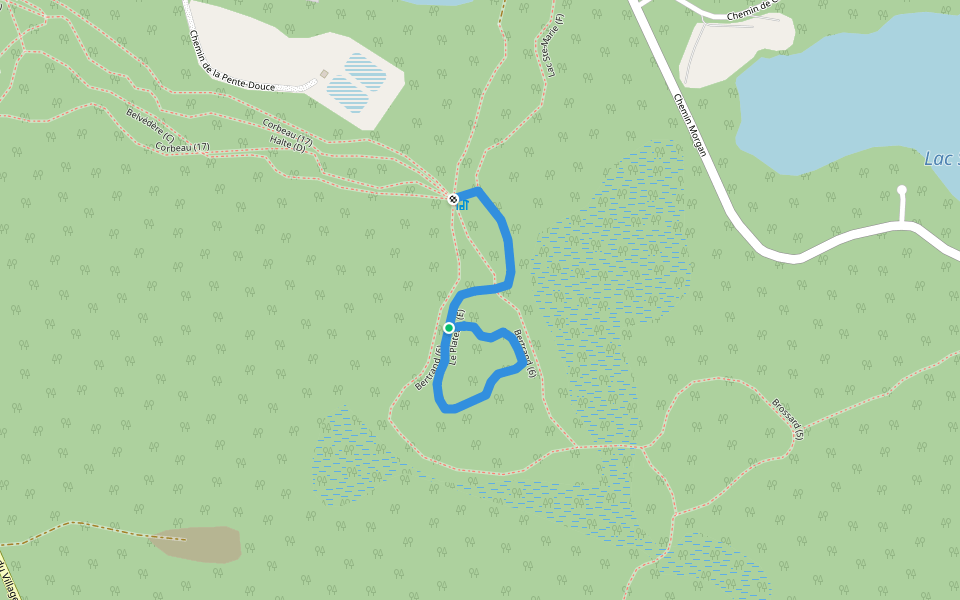 Le Plateau (E) walking route map in Saint-Adolphe-d'Howard
