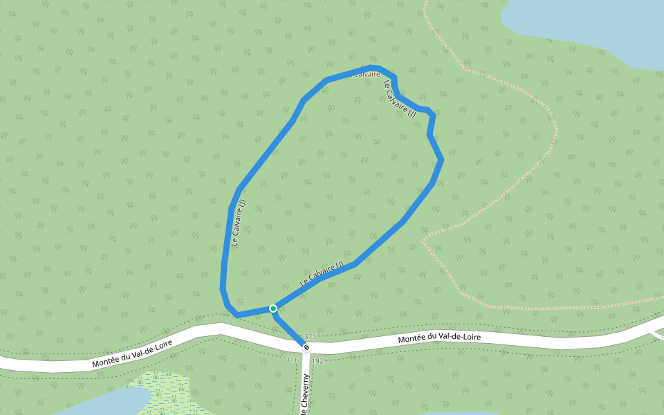 Le Calvaire (J) walking route map in Saint-Adolphe-d'Howard