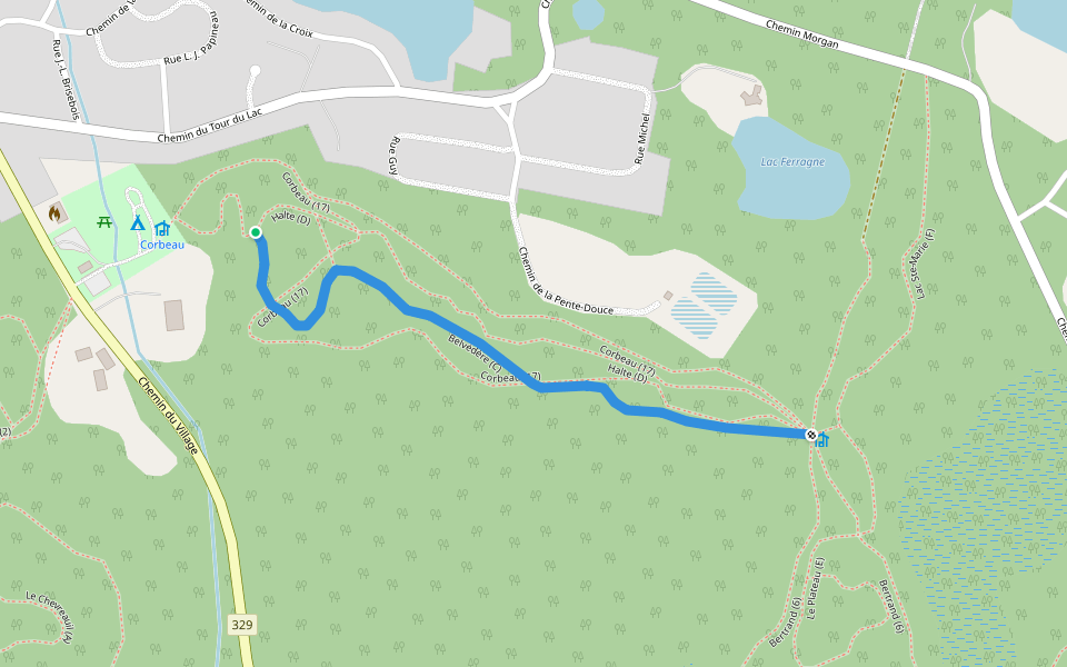 Belvédère (C) walking route map in Saint-Adolphe-d'Howard