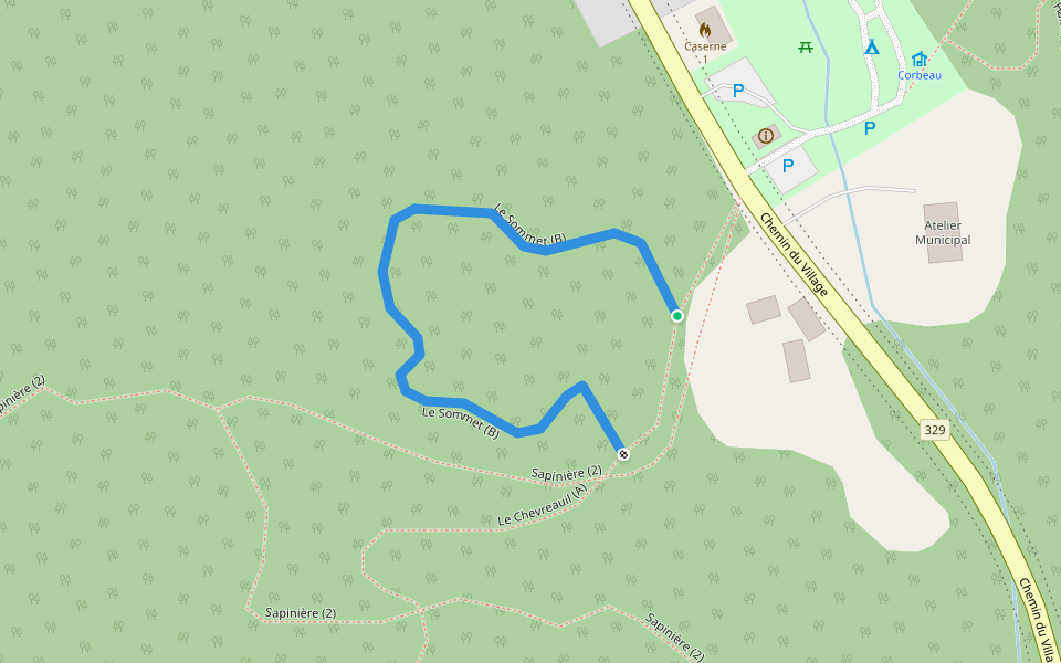 Le Sommet (B) walking route map in Saint-Adolphe-d'Howard