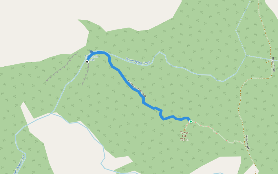 Calectasia Falls Walk walking route map in Bellfield