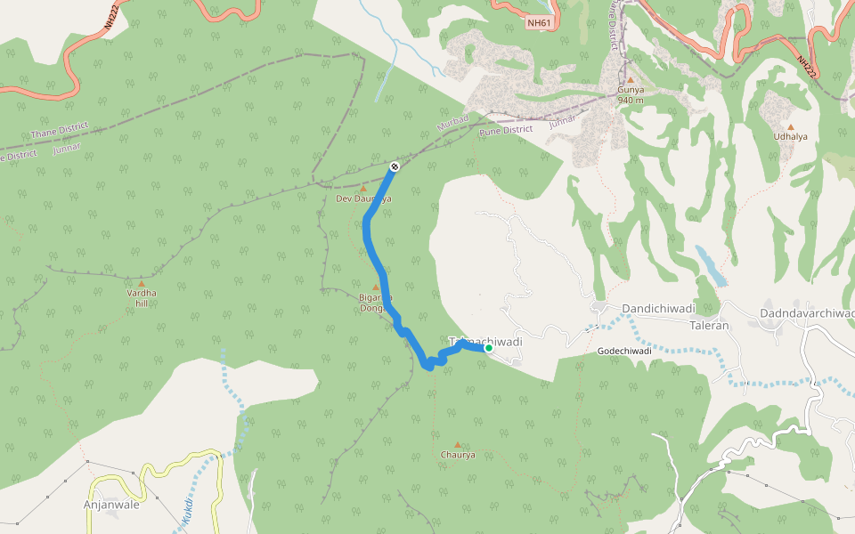 Talmachi route walking route map in Malshej Ghat