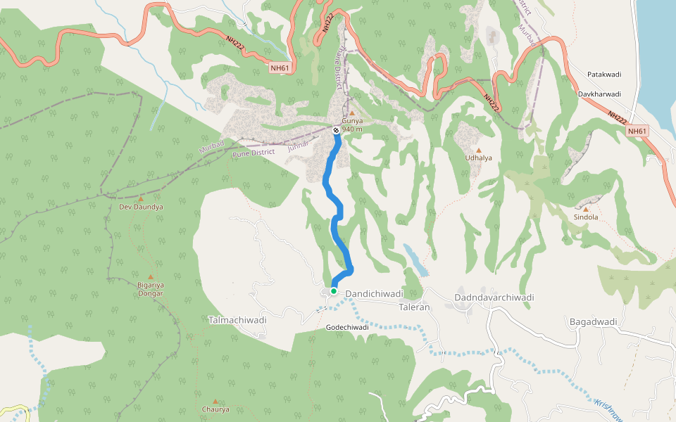 Nisanicha dara walking route map in Kokatewadi