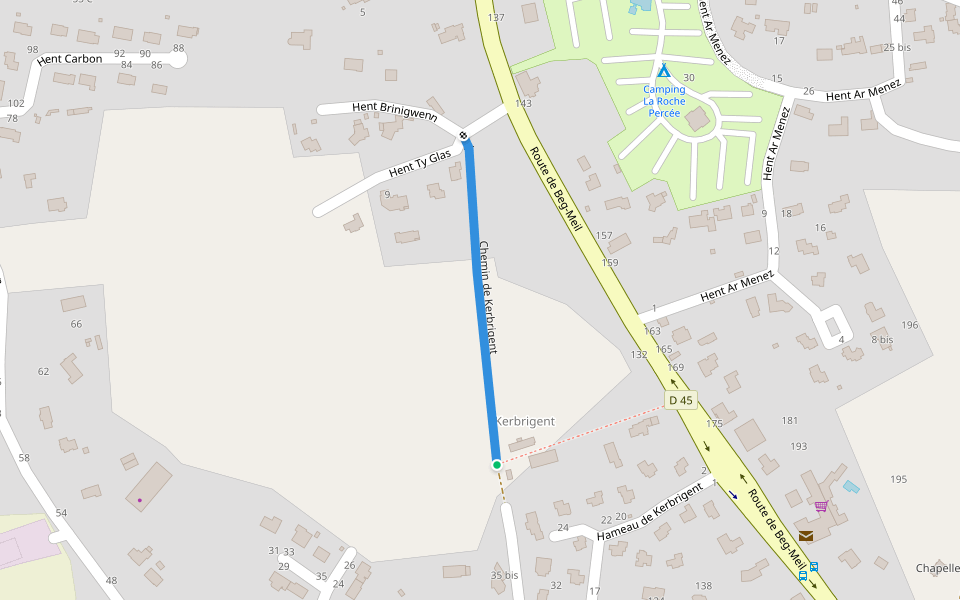 Chemin de Kerbrigent walking route map in Fouesnant