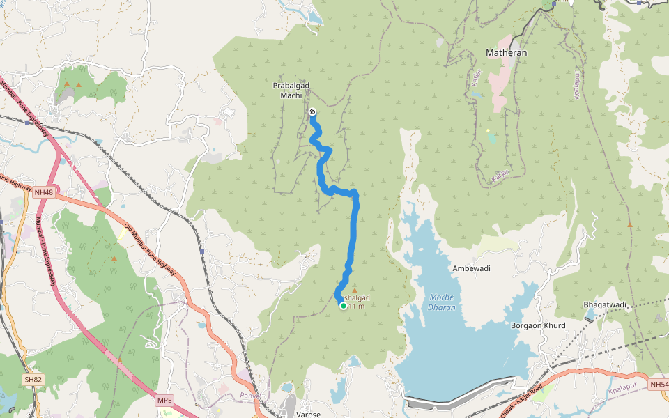 Irshalgad to prabalgad walking route map in Nadhal