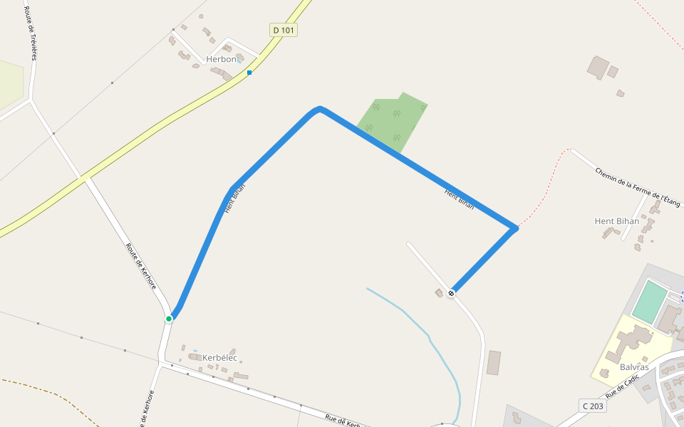 Hent Bihan walking route map in Arradon