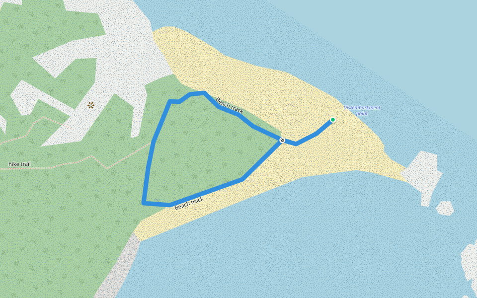 Beach track walking route map in Tubarua