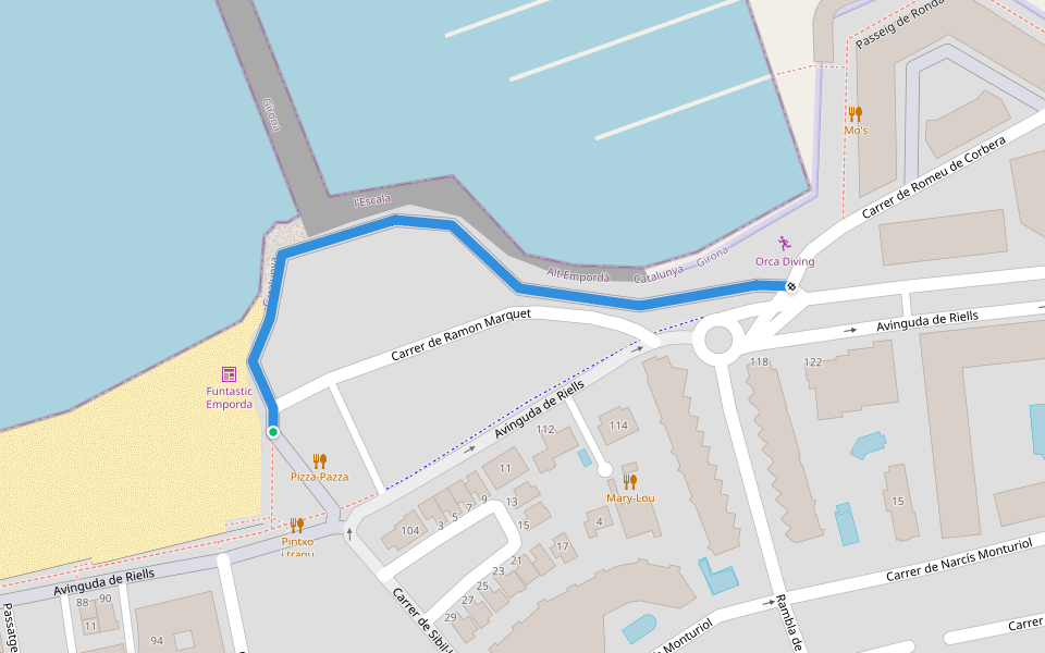 Ronda de la Clota Petita walking route map in L'Escala
