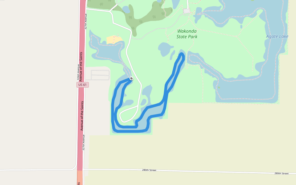Wakonda Water Trail - West Loop walking route map in La Grange