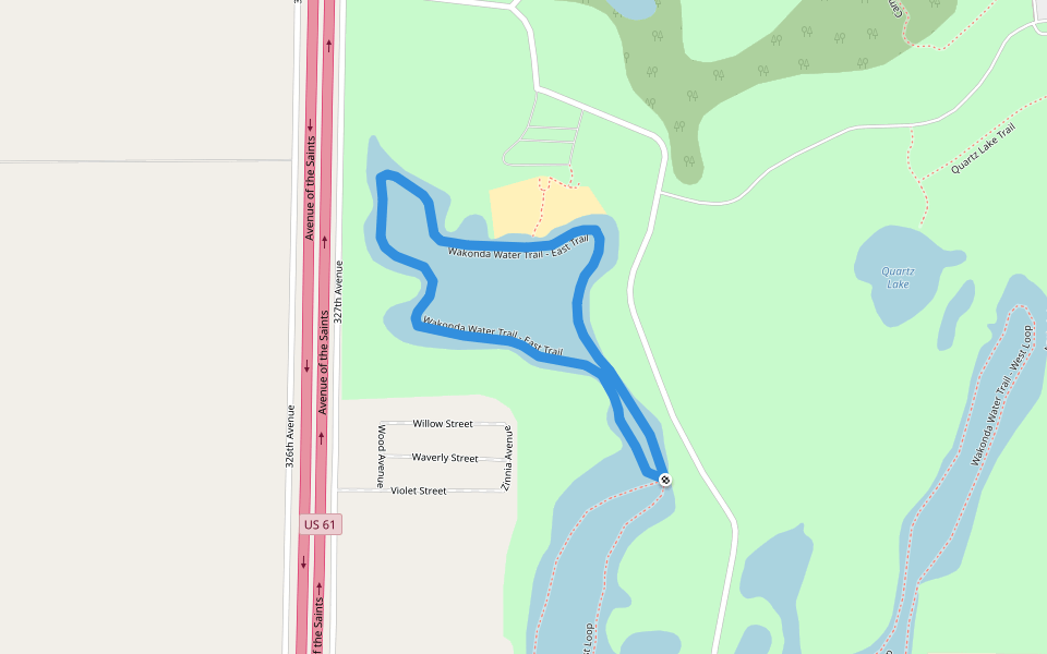 Wakonda Water Trail - East Trail walking route map in La Grange