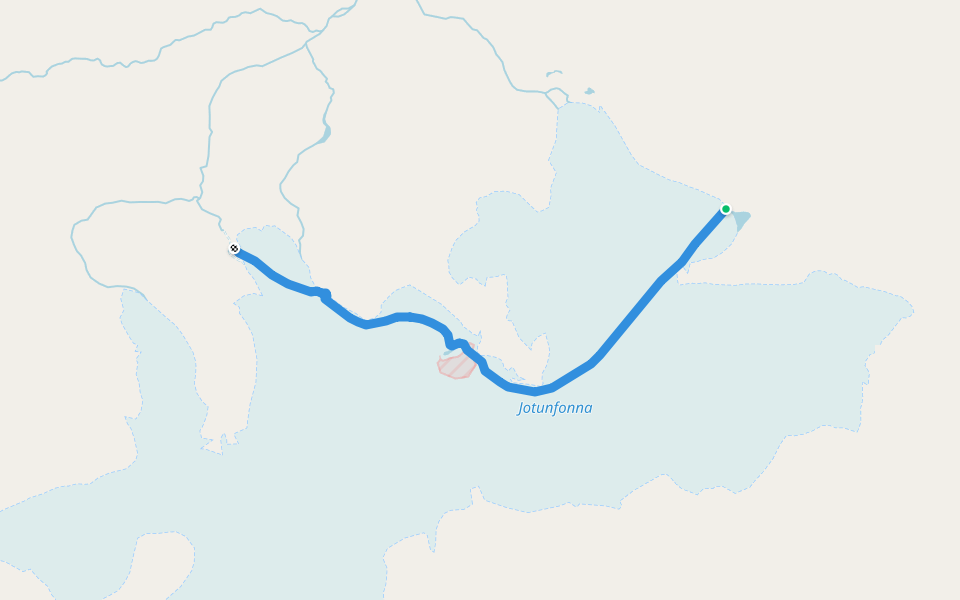 across Jotunfonna walking route map in Barentsburg
