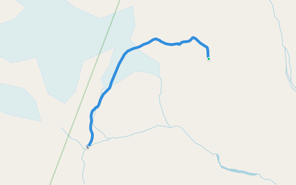 Odinfjellet - Sjursethfossen walking route map in Barentsburg