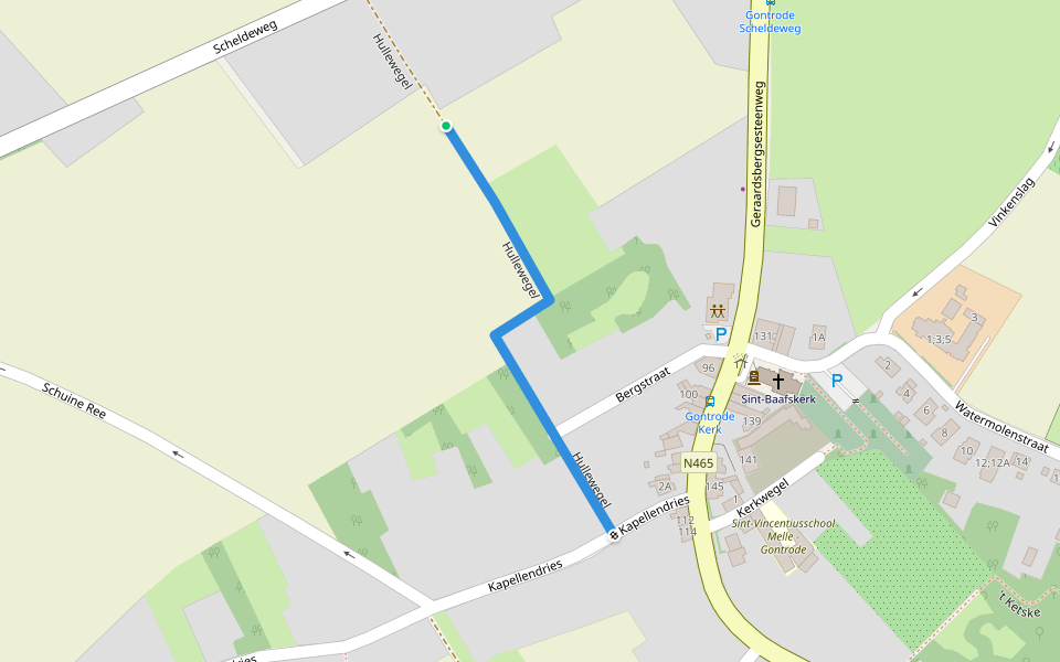 Hullewegel walking route map in Melle