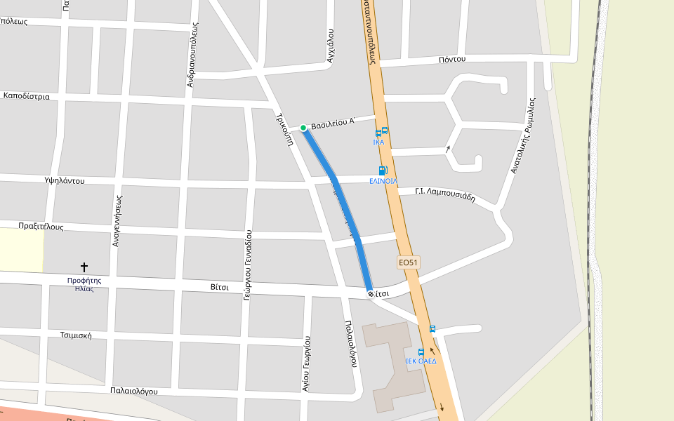 Απόδημου Ελληνισμού walking route map in Orestiada