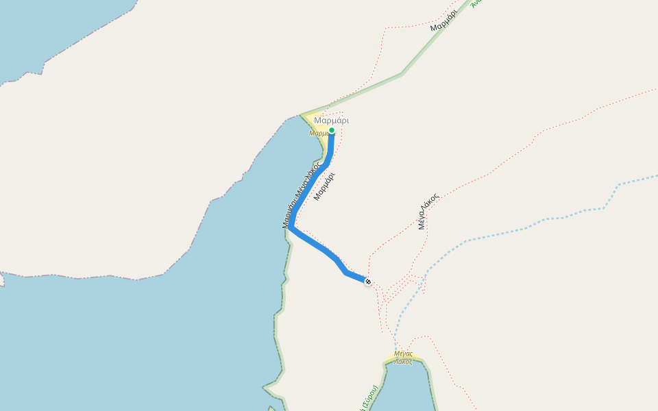Μαρμάρι-Μέγα λάκος walking route map in Ermoupoli
