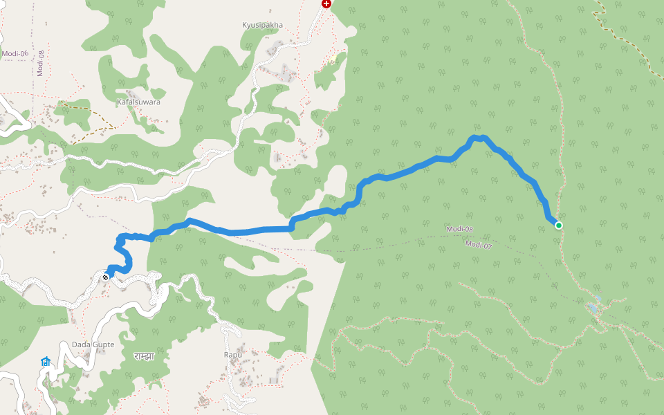 ramja to panchase walking route map in Panchase