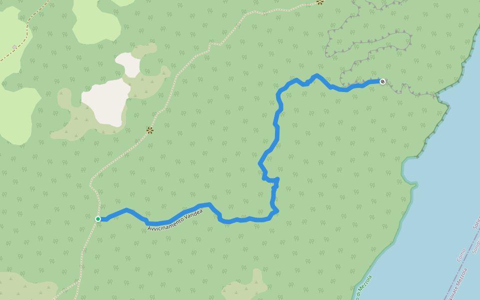 Avvicinamento Vandea walking route map in Albonico
