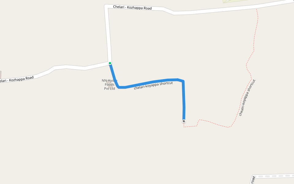 chelari-koyappa shortcut walking route map in Chelari
