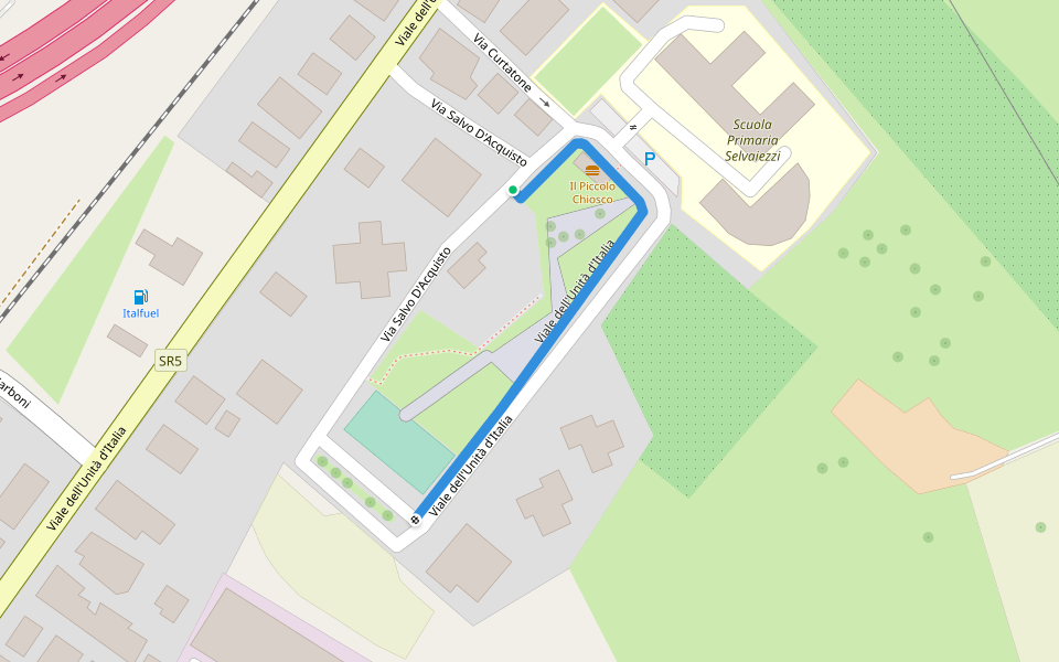 Viale dell'Unità d'Italia walking route map in Chieti