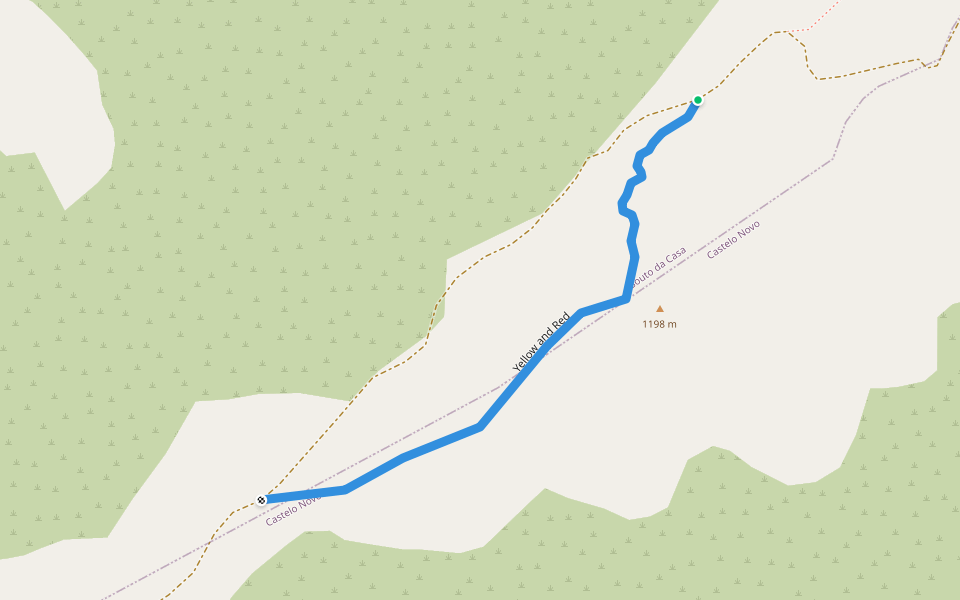 Yellow and Red walking route map in Covilhã