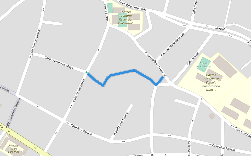 Calle Primero de Mayo walking route map in Centro