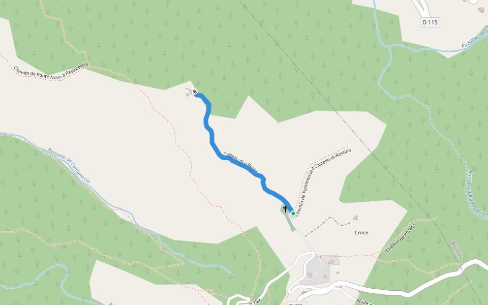 Castellu di u Pinzu walking route map in Castello-di-Rostino