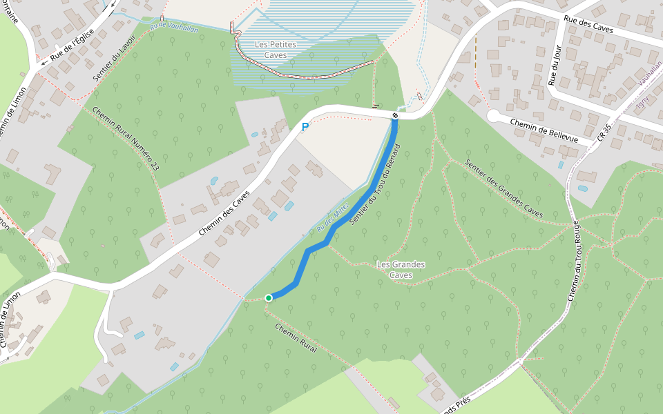 Sentier du Trou du Renard walking route map in Vauhallan