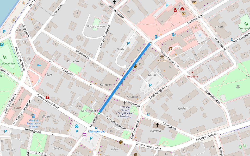 Kungsgatan walking route map in Helsinki