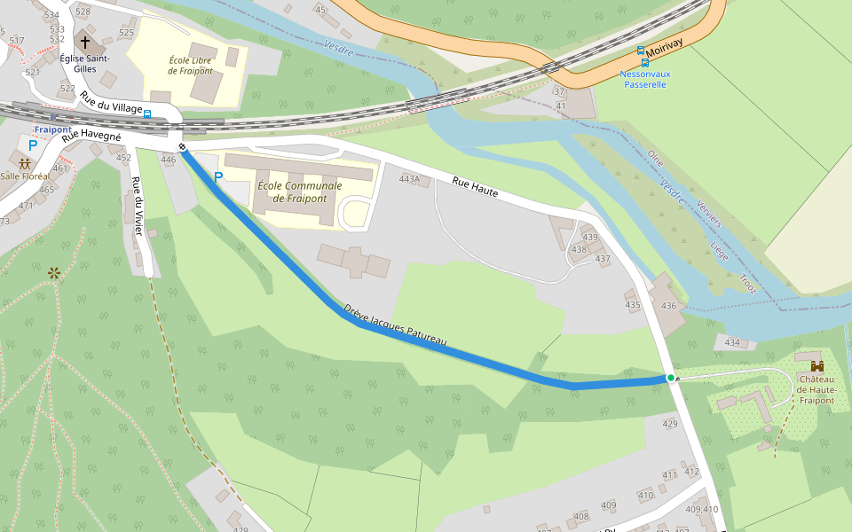 Drève Jacques Patureau walking route map in Trooz