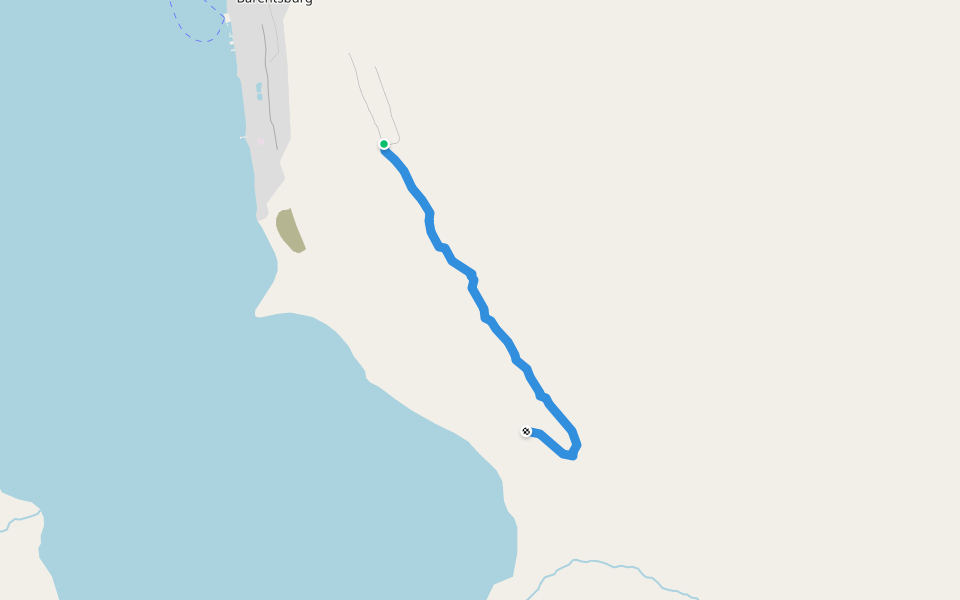 satellite dishes - "Contract area" walking route map in Barentsburg