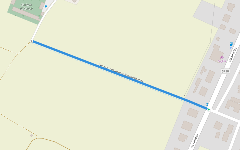 Percorso ciclopedonale Karol Wojtyla walking route map in Nodica