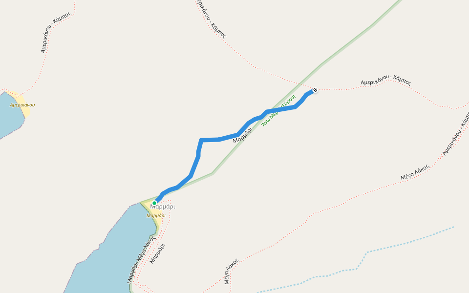 Μαρμάρι walking route map in Ermoupoli