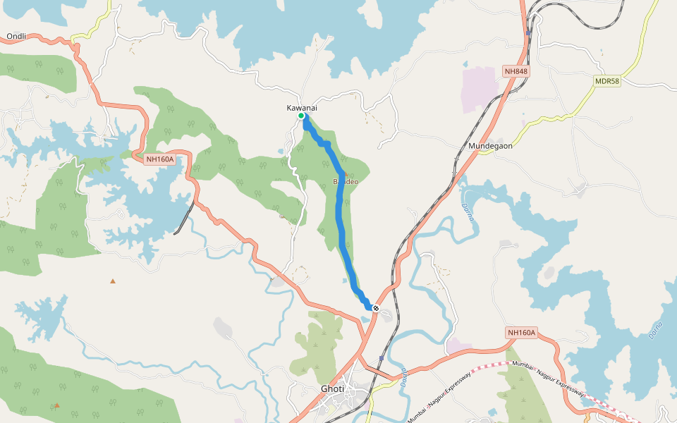 Vandev kavnai trek walking route map in Kawanai