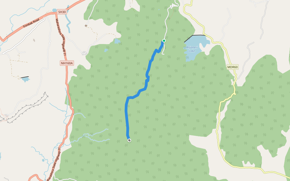 Anjaneri walking route map in Trimbakeshwar