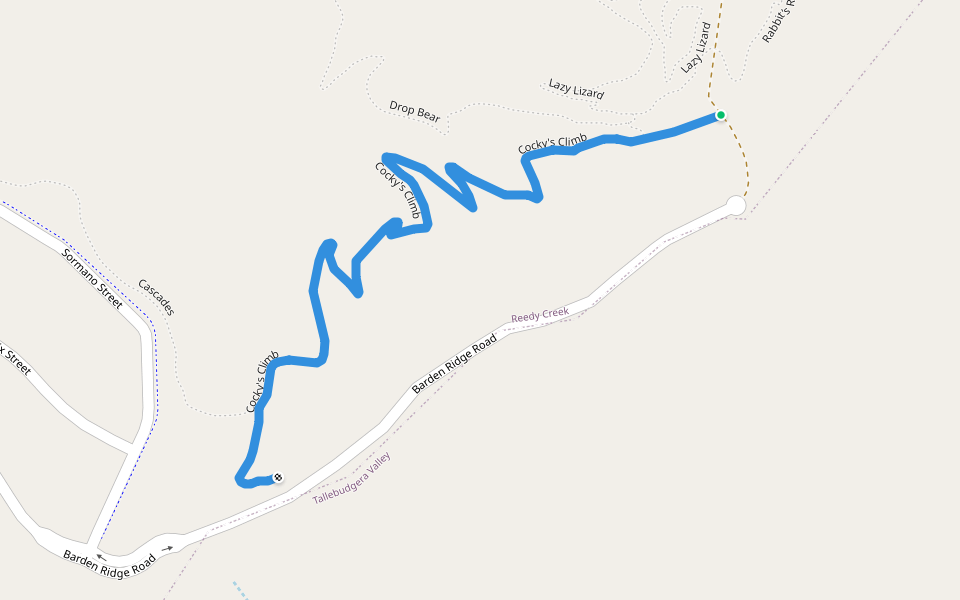 Cocky's Climb walking route map in Reedy Creek