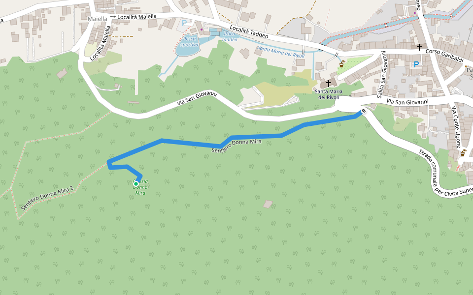 Sentiero Donna Mira walking route map in Bojano