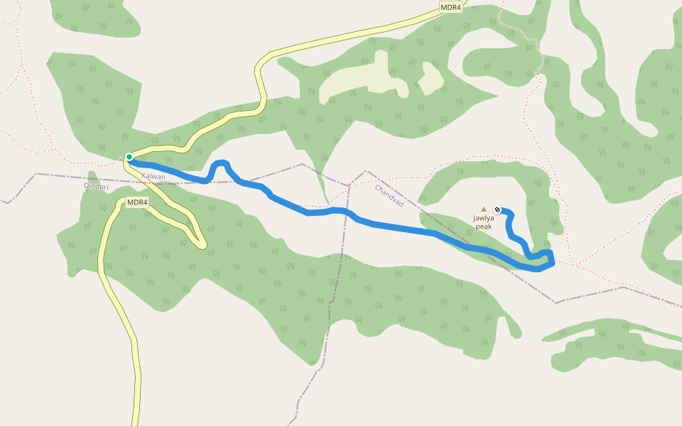 Jawlya fort walking route map in Mulane