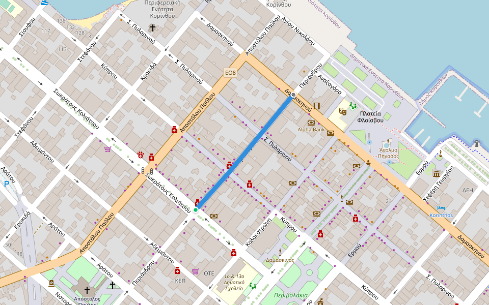 Περιάνδρου walking route map in Korinthos