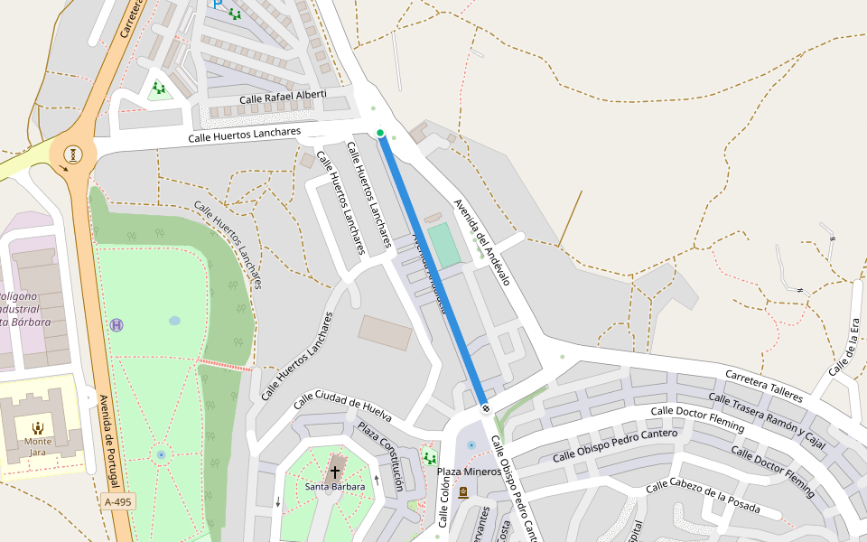 Avenida Andalucía walking route map in Tharsis
