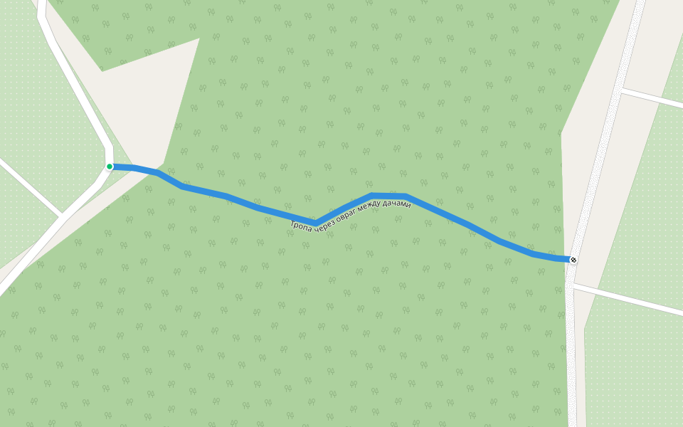 Тропа через овраг между дачами walking route map in Frolovskoe