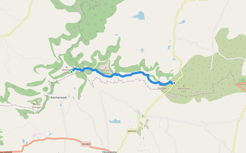 Ikhara and dhodap trail walking route map in Machidhodap