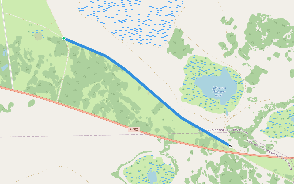 Участок старого Сибирского тракта севернее магистрали Р-402 walking route map in Tyukalinsk